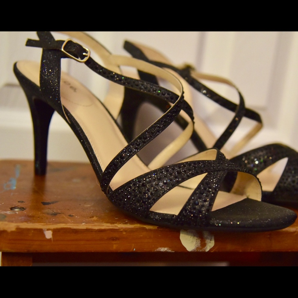 Maripé black sparkly heels. (Never worn)